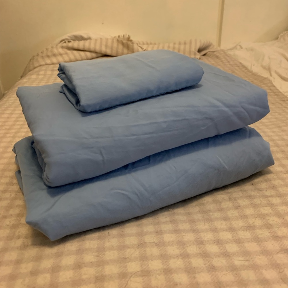Lands End French Blue 100% Cotton Sheets